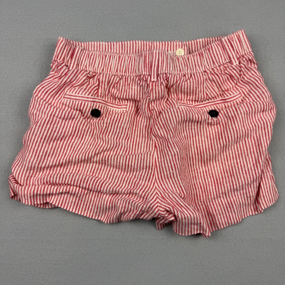 J.Crew Women XXS Electric Red Striped Harbor Shorts 100% Linen Re-Imagined CH879 - Picture 8 of 11